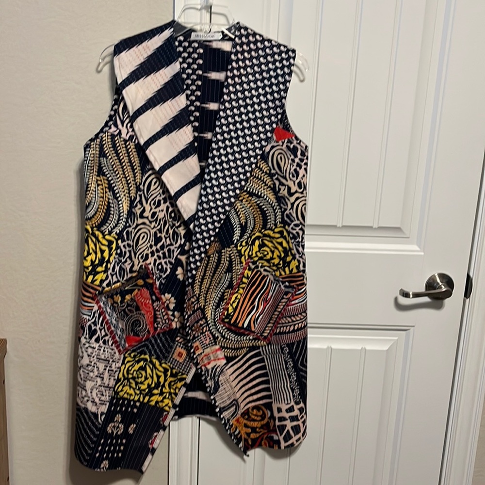 Long vest, multicolored, washable polyester fabric